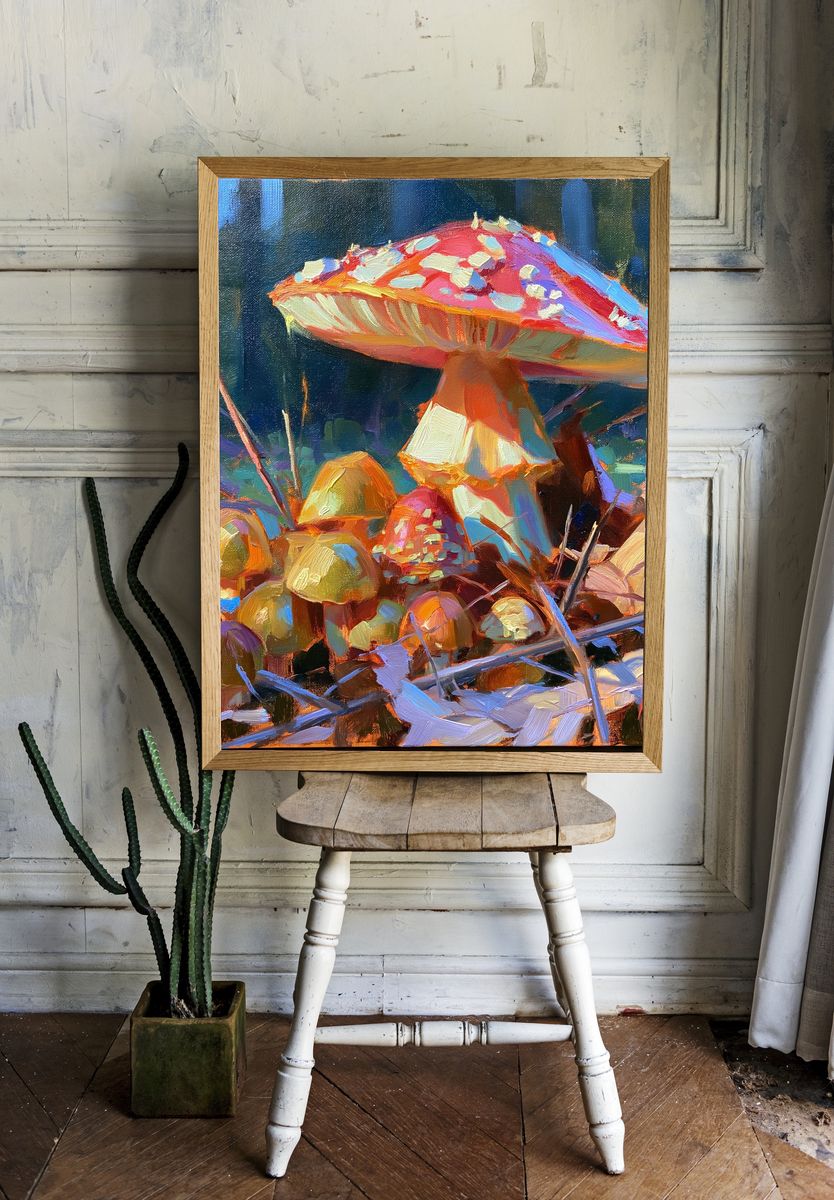 Mushroom Forest Fine-Art Poster. — room view 1