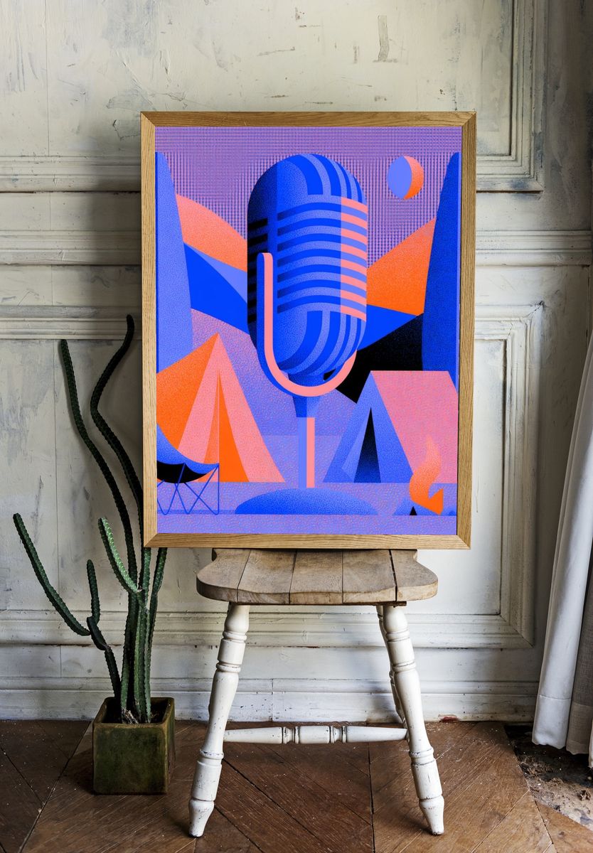 Retro Microphone Abstract Poster. — room view 1