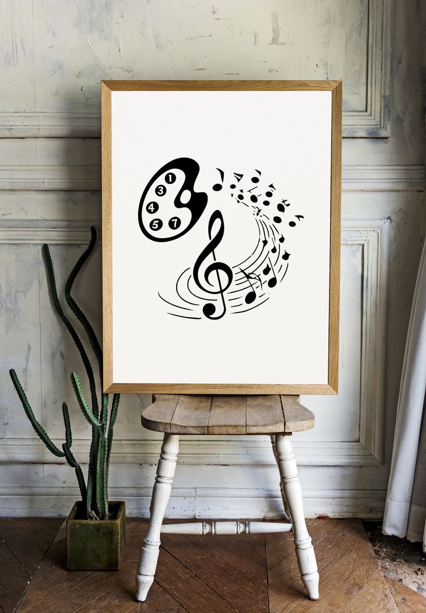 Musical Notes Abstract Typography Poster. — room view 1