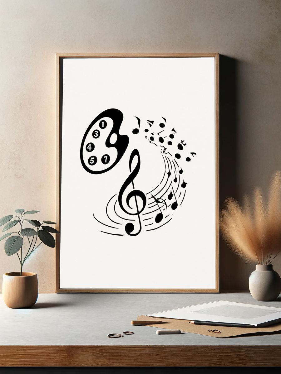 Musical Notes Abstract Typography Poster. — room view 2