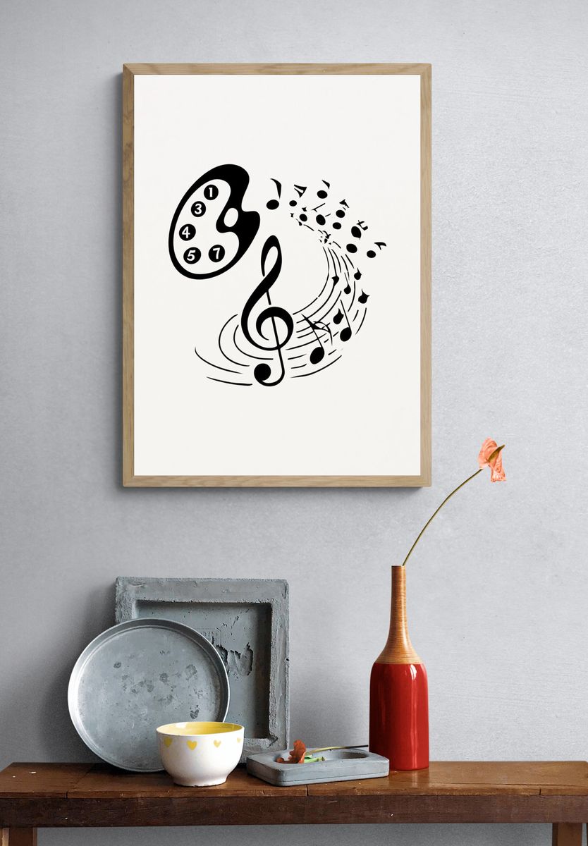 Musical Notes Abstract Typography Poster. — room view 3