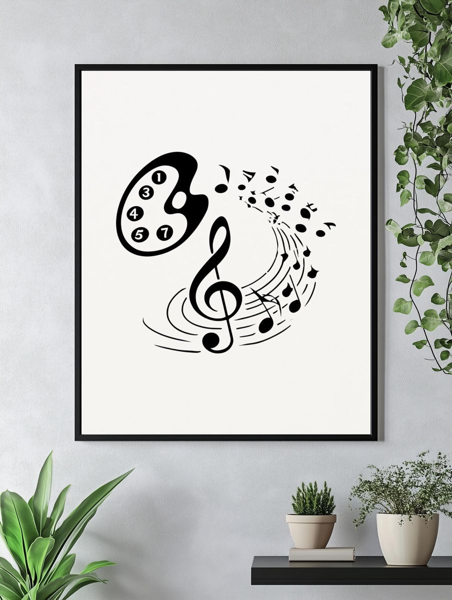 Musical Notes Abstract Typography Poster. — room view 4