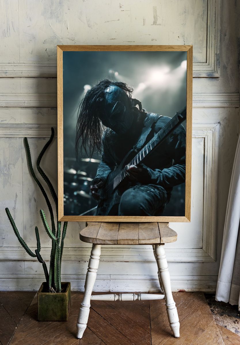 Masked Guitarist Concert Photography Poster. room preview