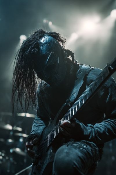 Masked Guitarist Concert Photography Poster. poster print