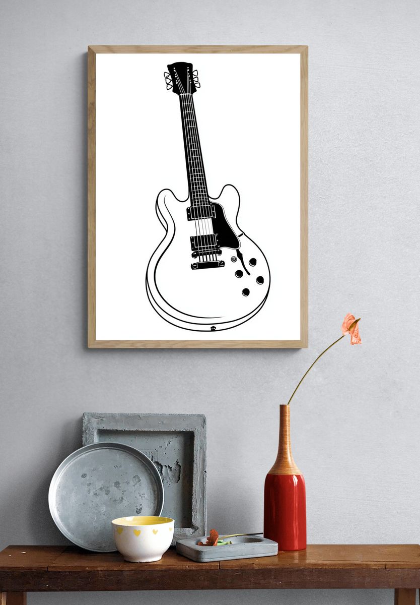 Electric Guitar Line Art Poster. — room view 3