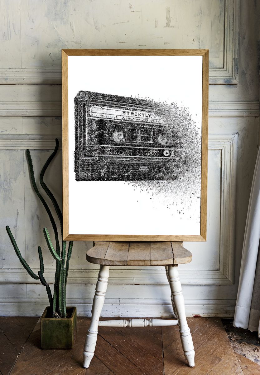 Disintegrating Cassette Tape Print. room preview