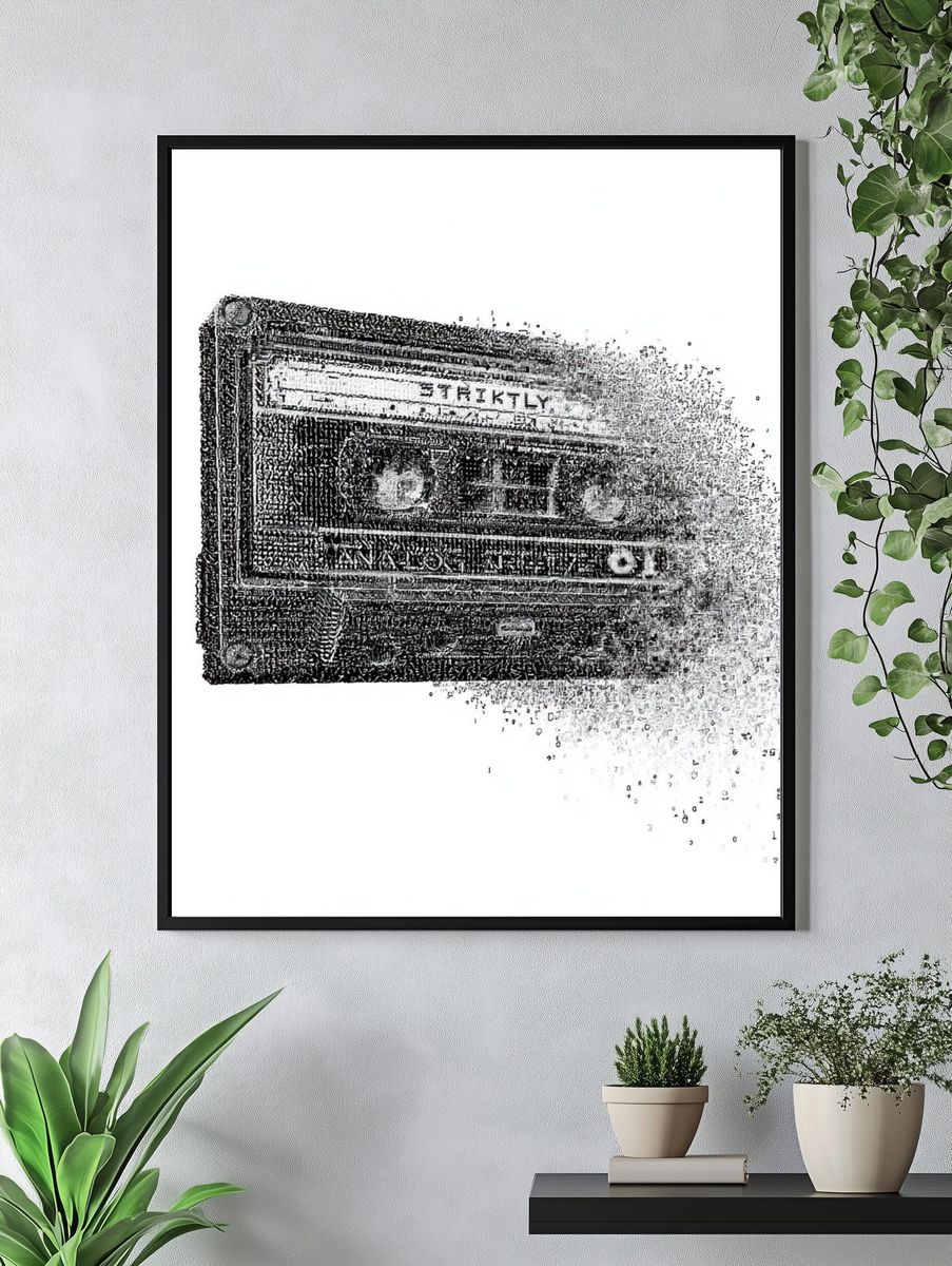 Disintegrating Cassette Tape Print. — room view 4