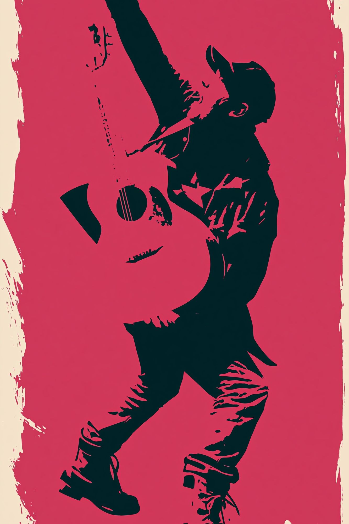 Guitarist Silhouette Pop-Art Poster. poster — music art