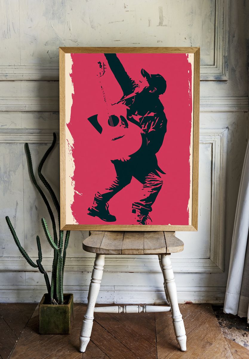 Guitarist Silhouette Pop-Art Poster. — room view 1