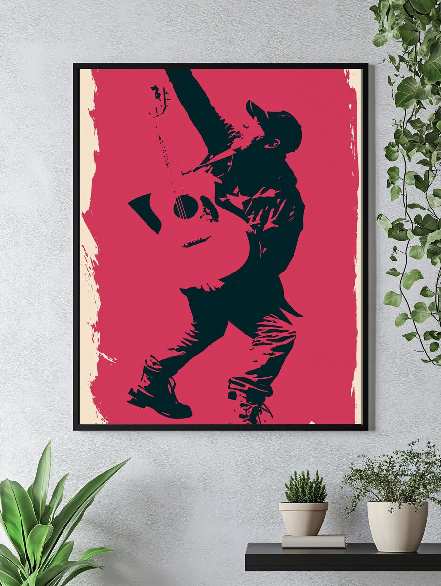 Guitarist Silhouette Pop-Art Poster. — room view 4