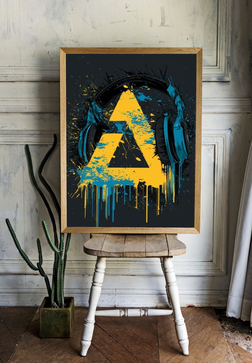 Graffiti Headphones Abstract Print. — room view 1