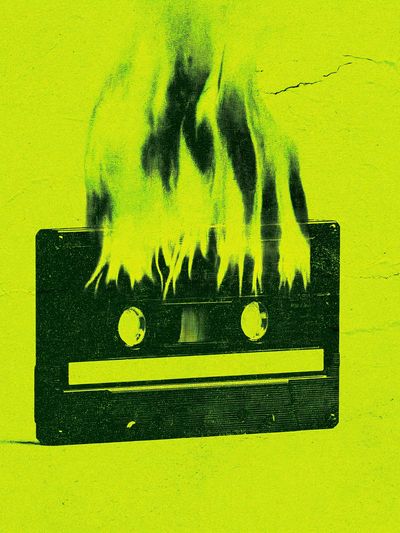 Burning Cassette Tape Poster. poster