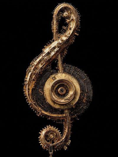 Mechanical Treble Clef Abstract Print. poster print