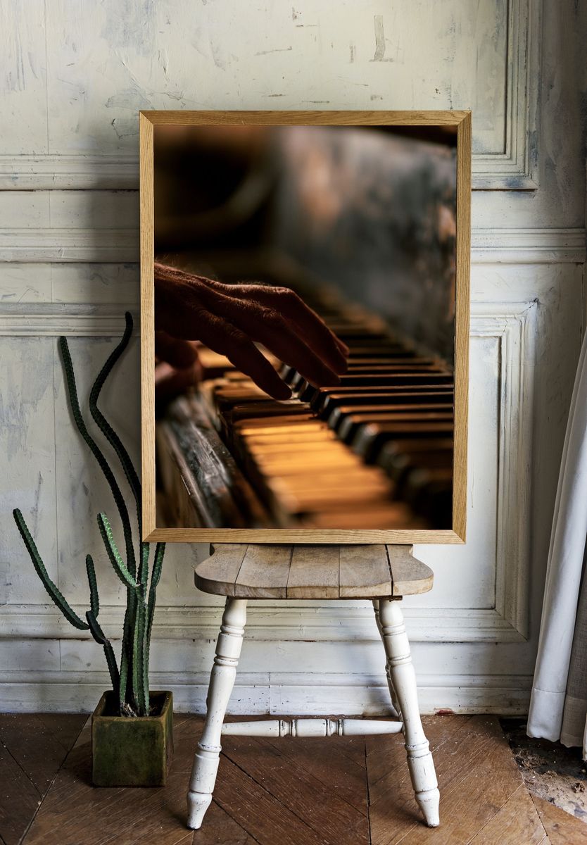 Piano Keys in Warm Light Poster. — room view 1