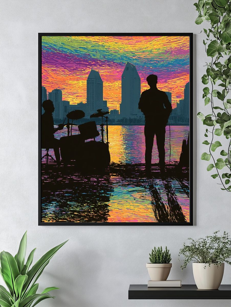 Neon City Band Silhouette Poster. — room view 4