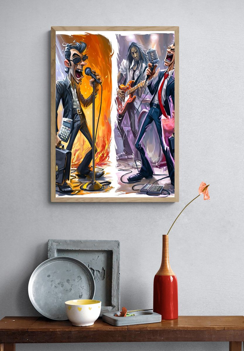 Rock Band Performance Illustration Poster. — room view 3