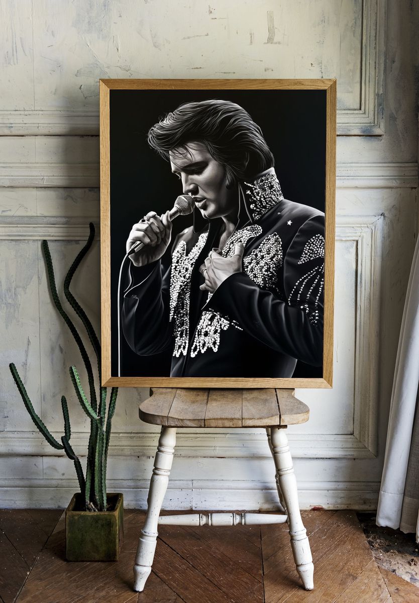 Elvis Presley Portrait Print. — room view 1