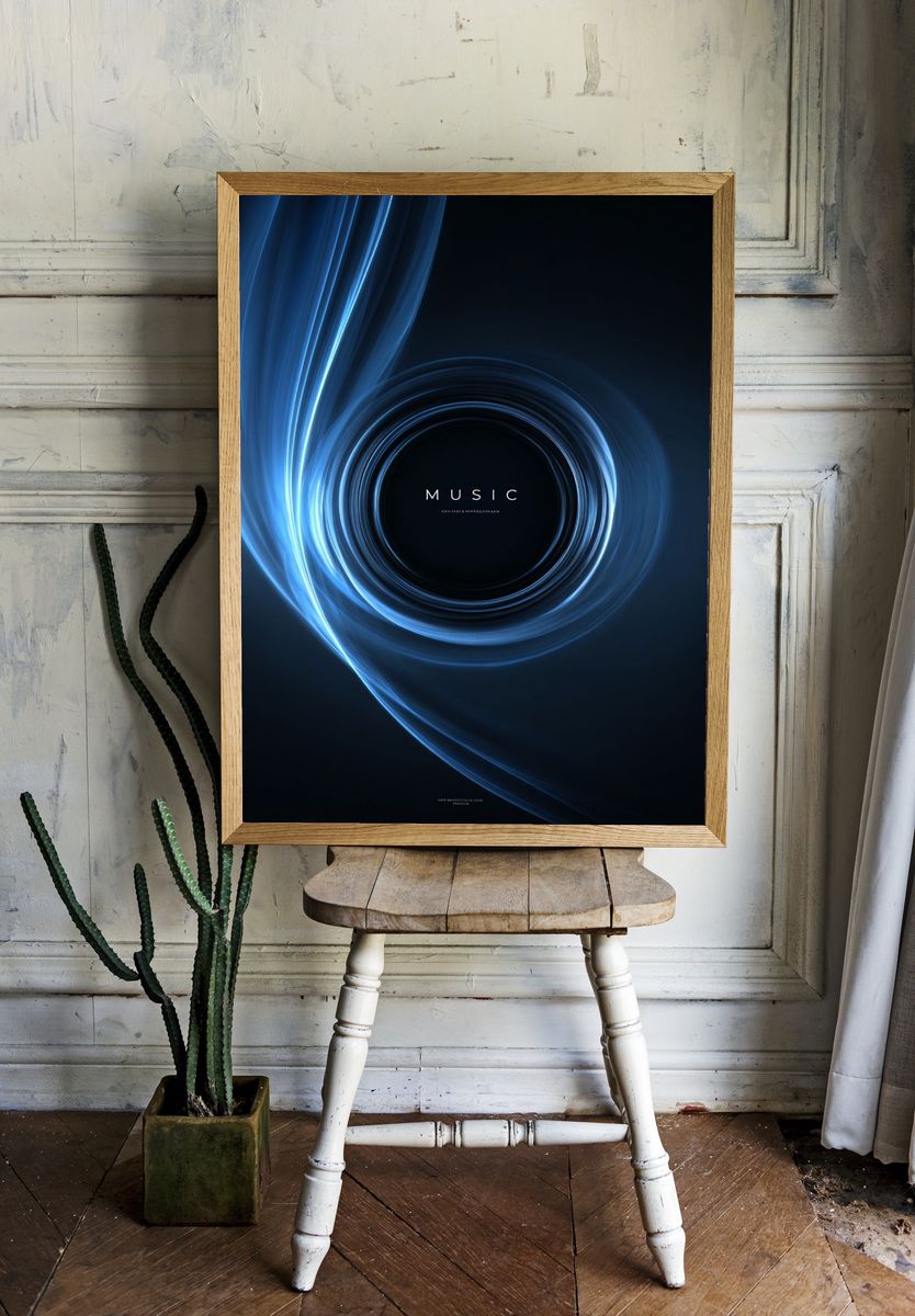 Music Light Swirl Typography Poster. — room view 1