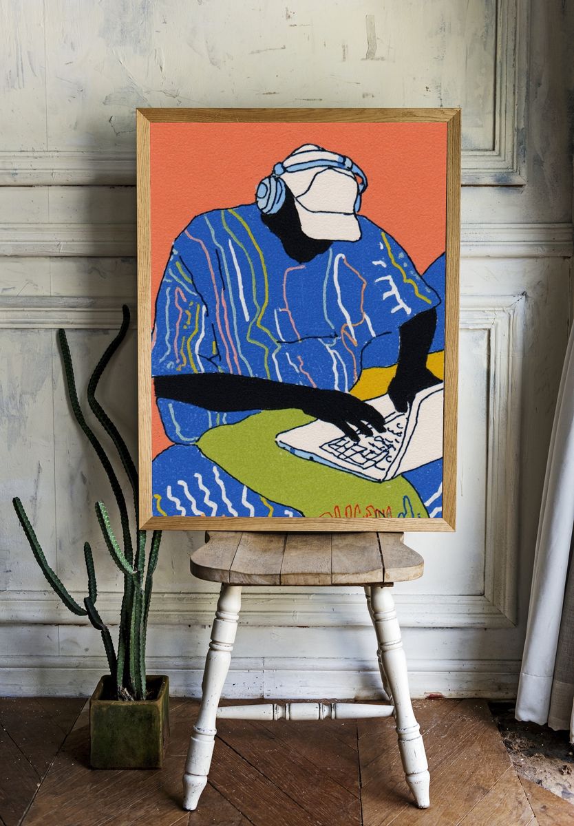 DJ Producer Illustration Poster. — room view 1