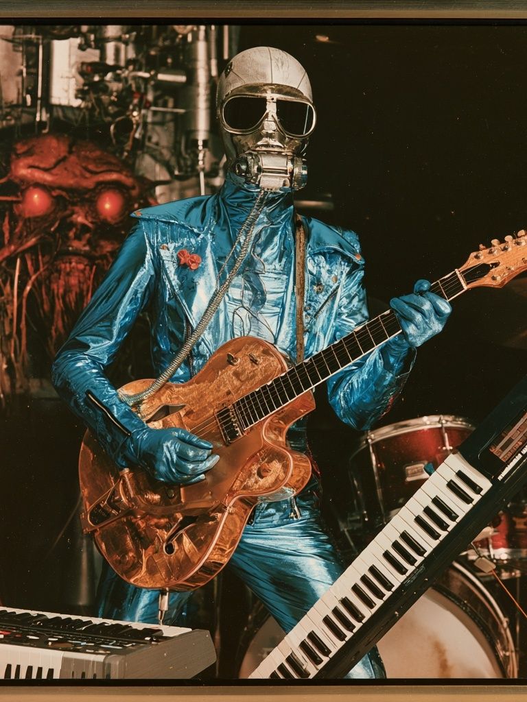 Robot Guitarist Sci-Fi Poster. poster detail