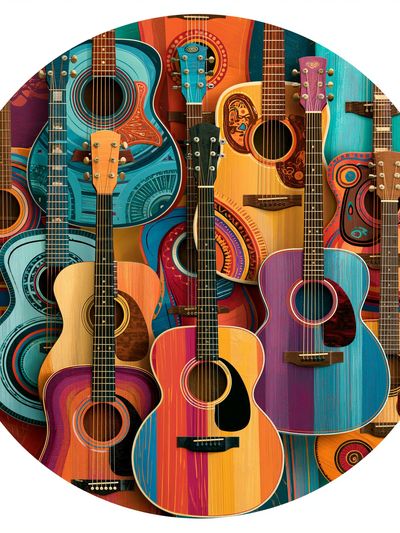 Colorful Guitars Illustration Poster. poster