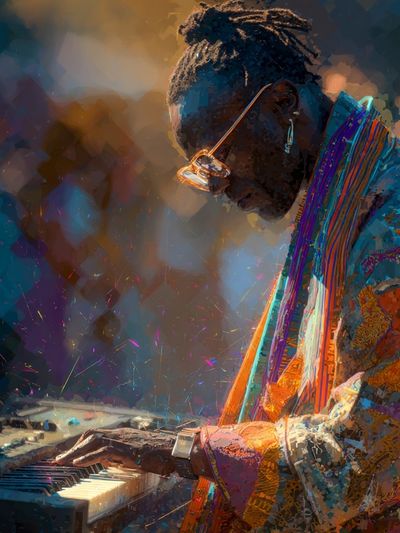 Musician Playing Keyboard — Digital Art Print. poster print