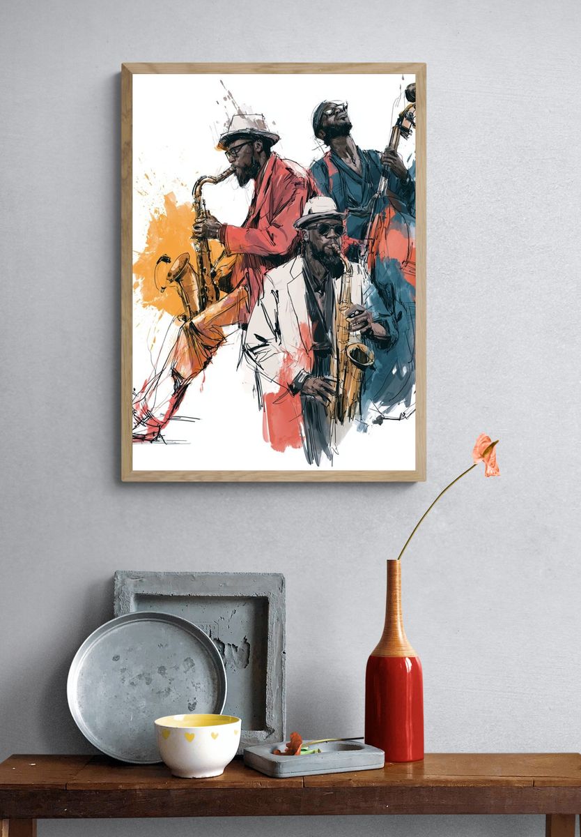 Jazz Trio Watercolor Poster. — room view 3