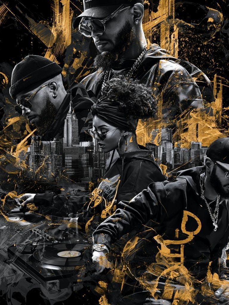 Hip-Hop DJ Collage Poster. poster detail