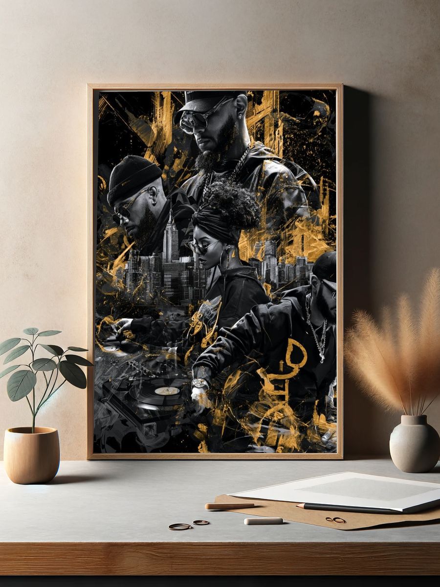 Hip-Hop DJ Collage Poster. — room view 2