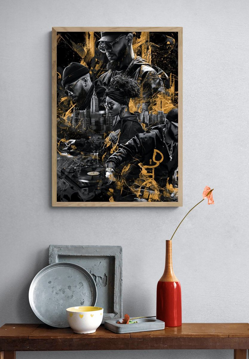 Hip-Hop DJ Collage Poster. — room view 3