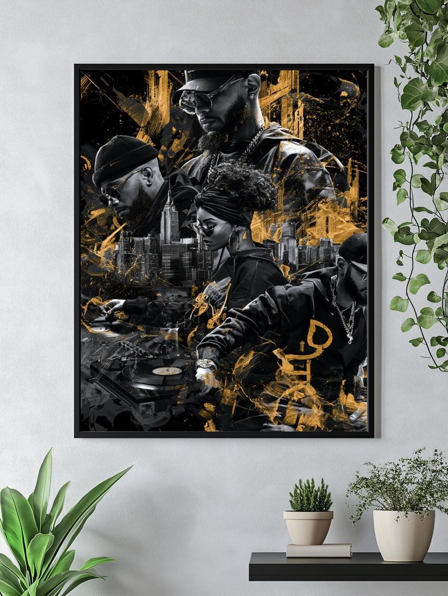 Hip-Hop DJ Collage Poster. — room view 4