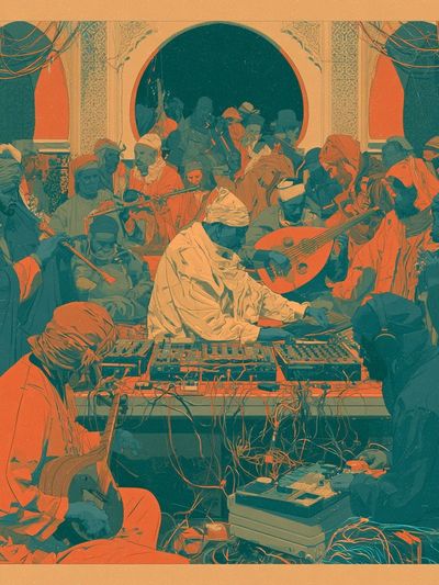 Sufi Music Ensemble Illustration Poster. poster print