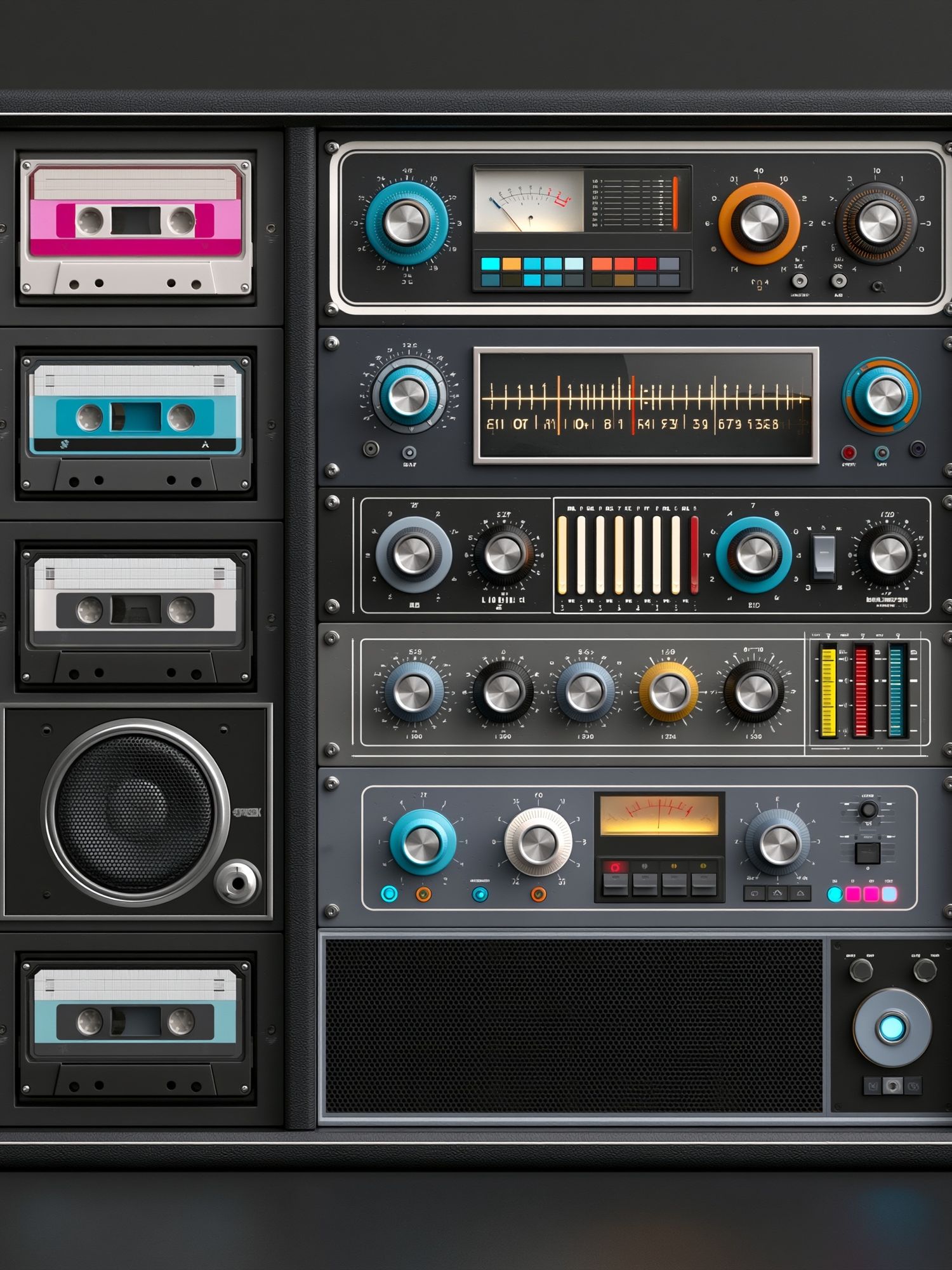 Retro Audio Cassette Console Poster. poster — music art
