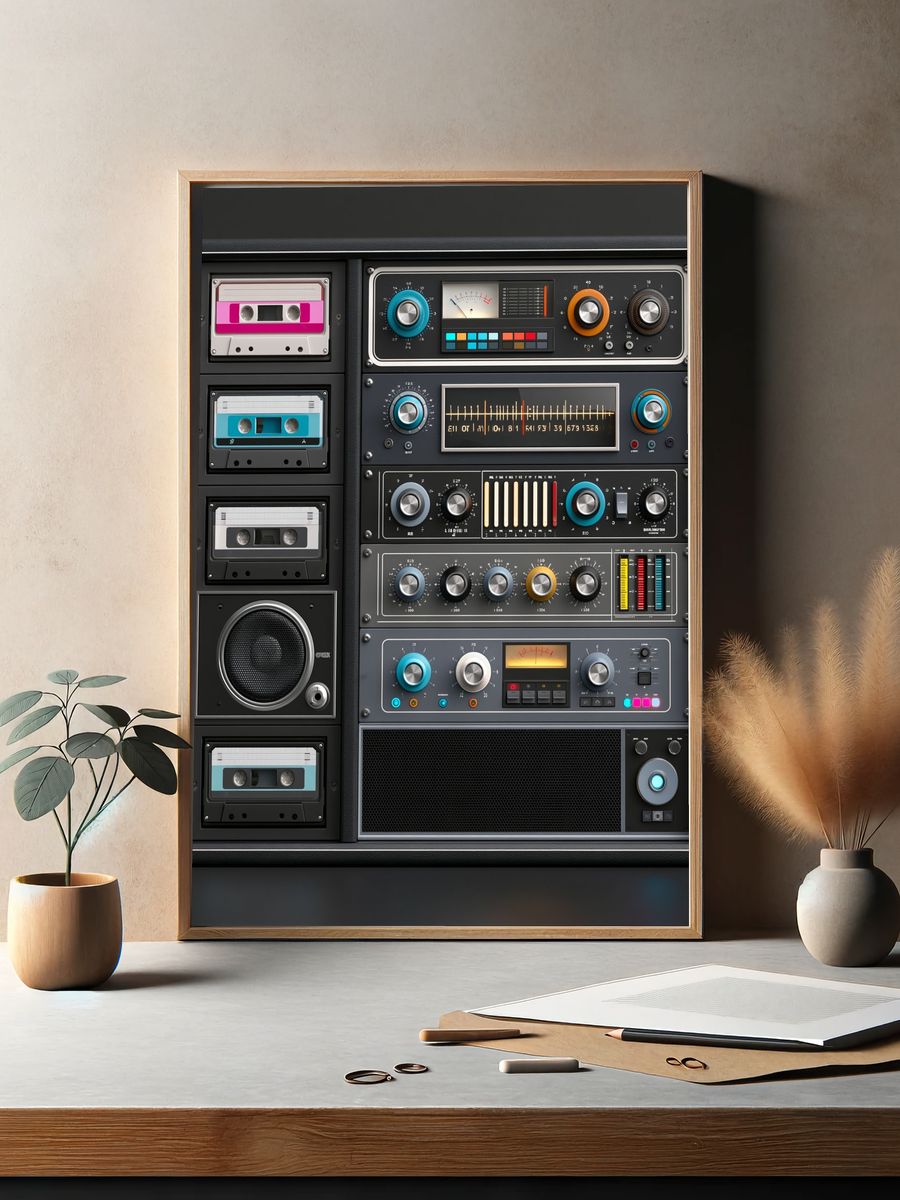 Retro Audio Cassette Console Poster. — room view 2