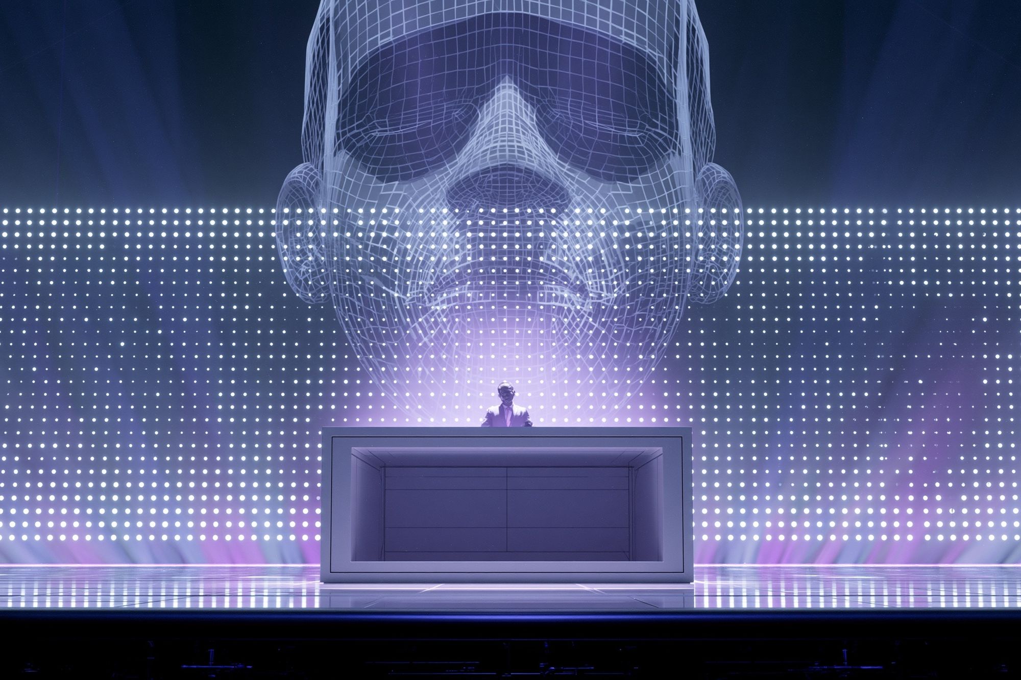 Futuristic DJ Hologram Poster. poster detail
