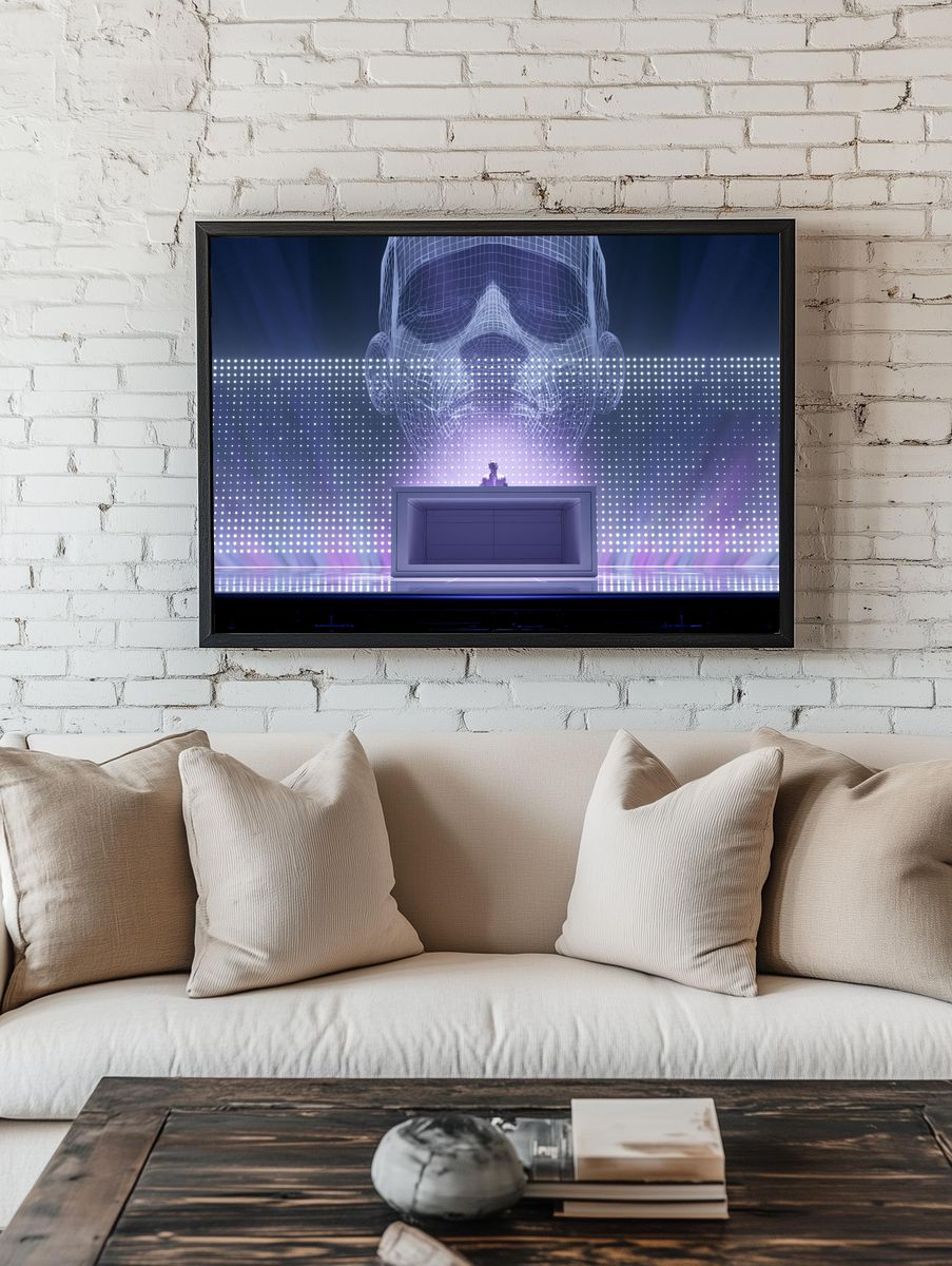 Futuristic DJ Hologram Poster. — room view 1