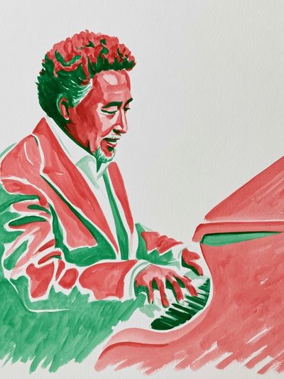 Pianist Portrait Watercolor Print. poster print