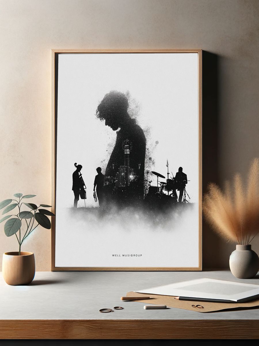 Musicians Silhouette — Fine Art Print. — room view 2