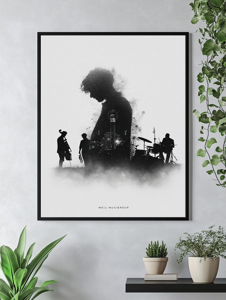 Musicians Silhouette — Fine Art Print. — room view 4