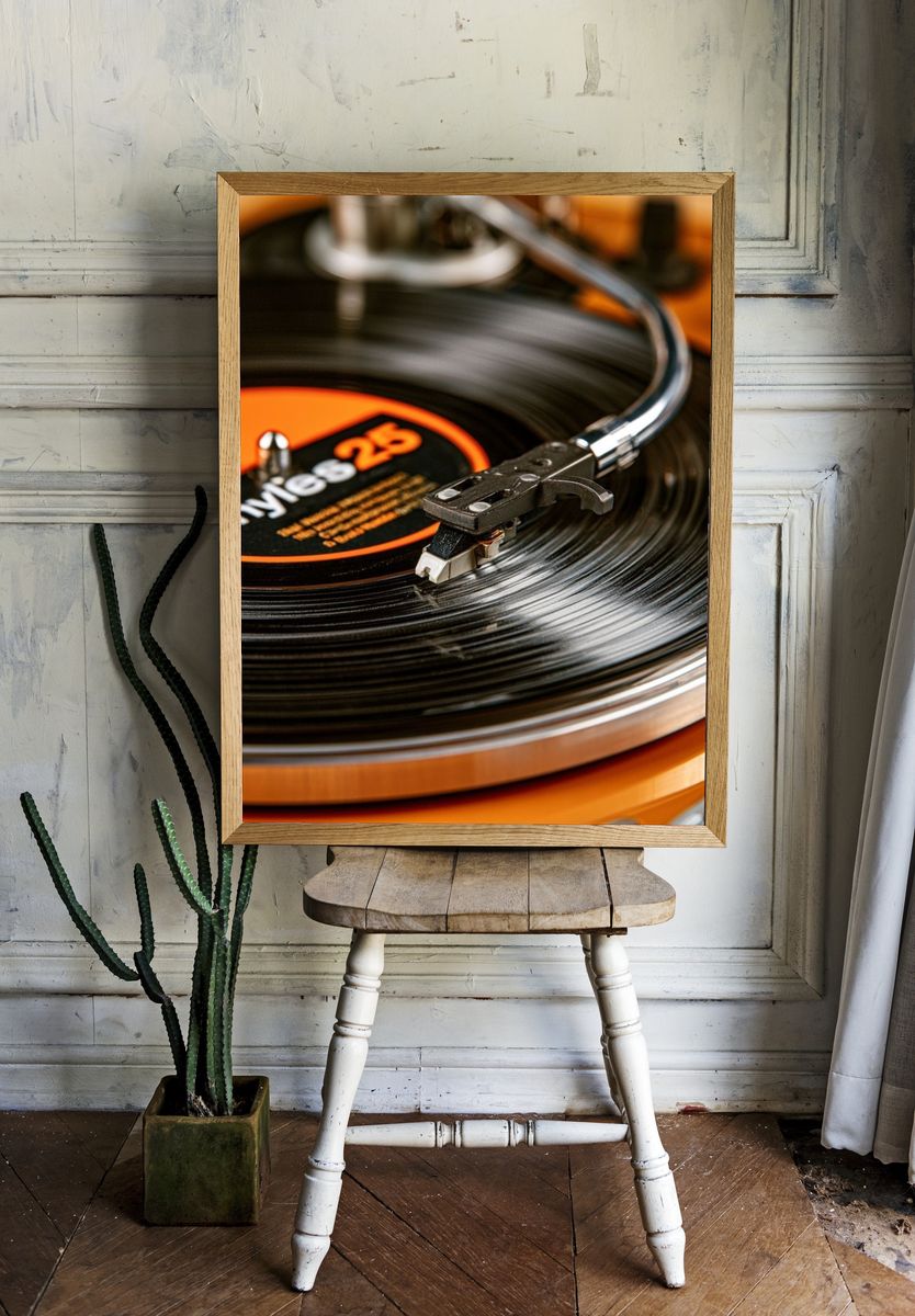Vinyl Record Turntable Photography Poster. room preview