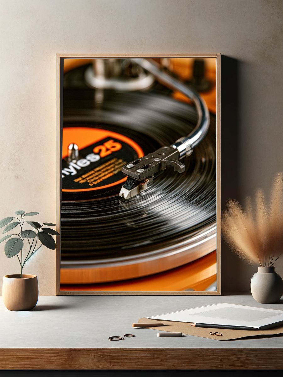 Vinyl Record Turntable Photography Poster. — room view 2