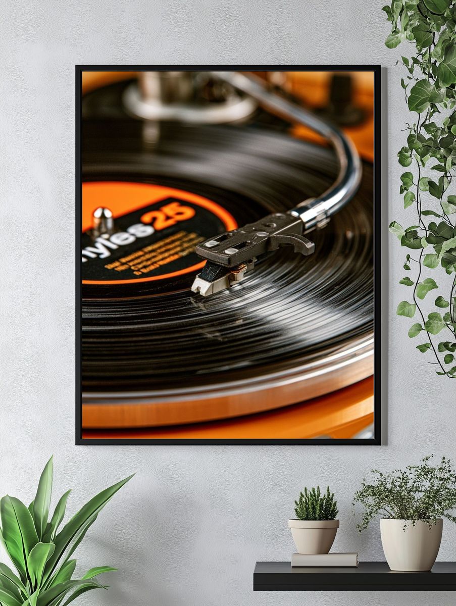 Vinyl Record Turntable Photography Poster. — room view 4