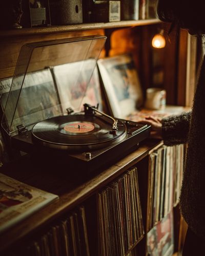 Vinyl Record Player Photography Poster.