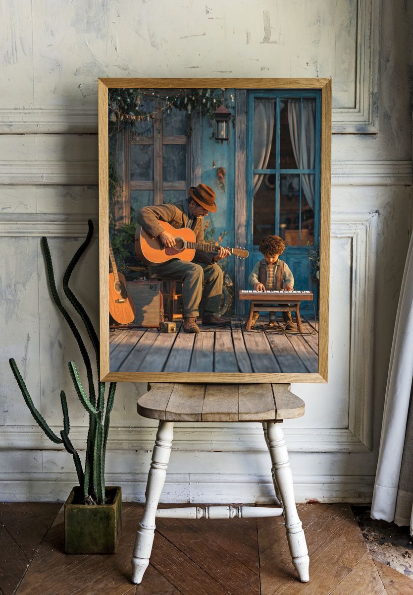 Father and Child Music Scene Poster. — room view 1