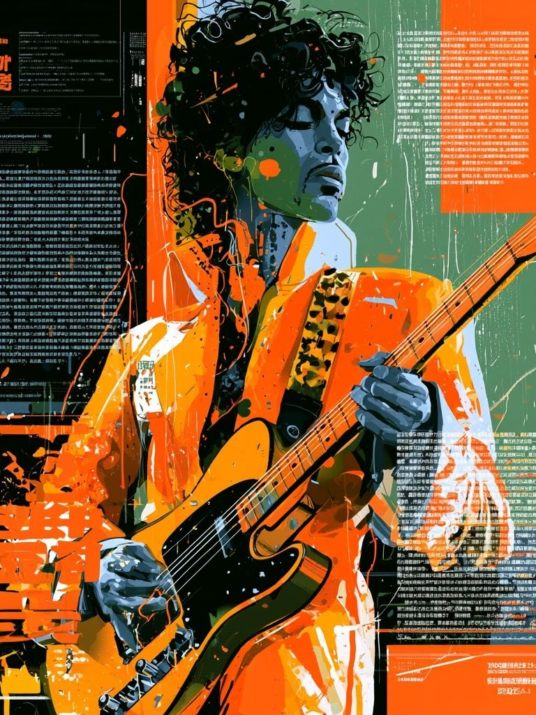 Electric Guitarist Pop Art Poster. poster detail