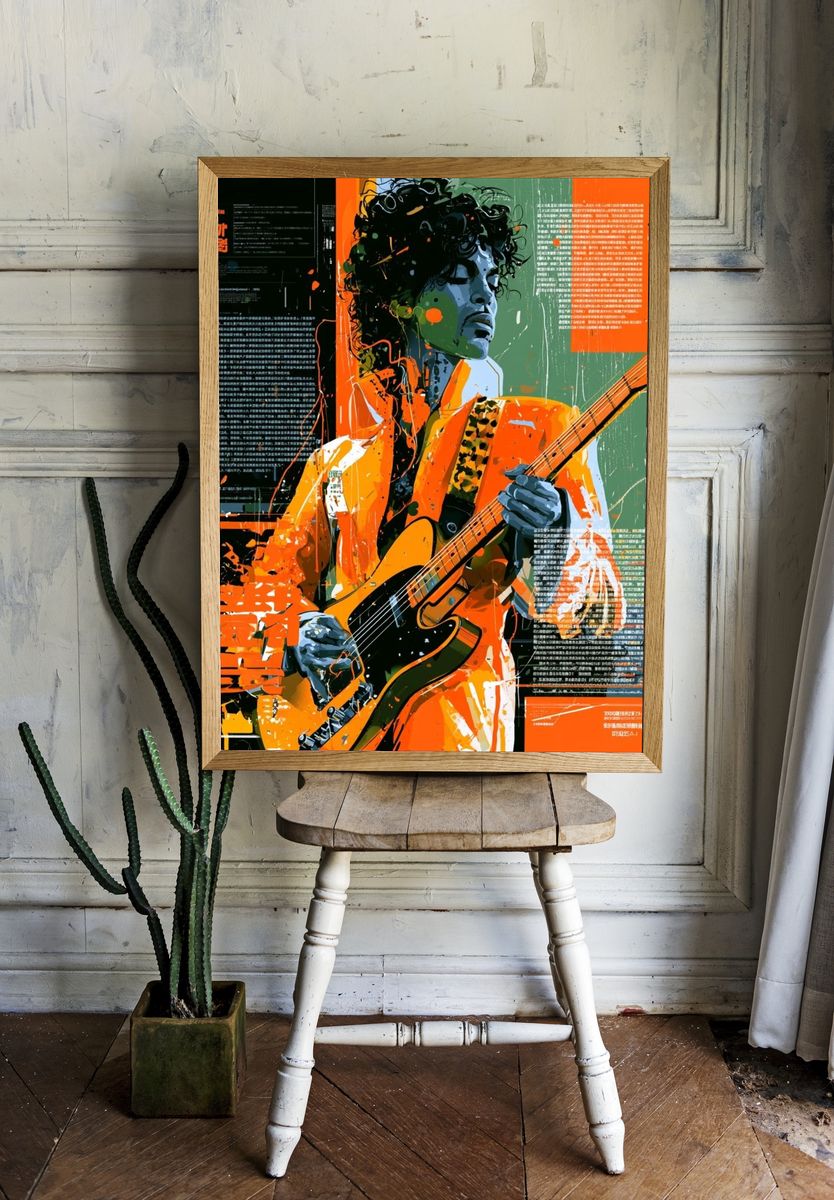 Electric Guitarist Pop Art Poster. — room view 1