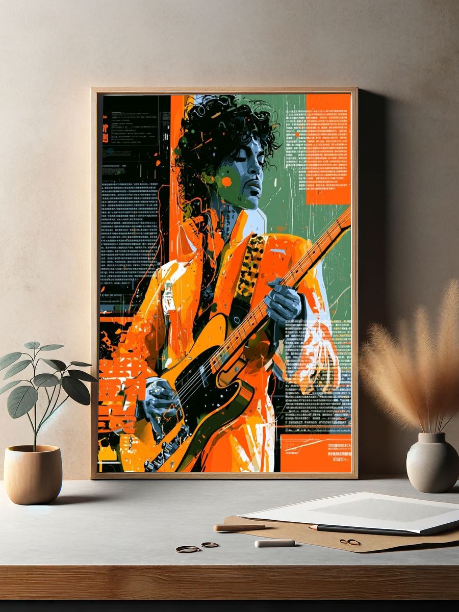 Electric Guitarist Pop Art Poster. — room view 2