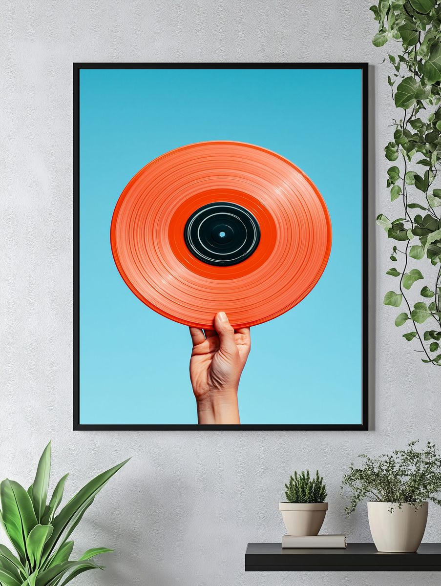 Orange Vinyl Record Photography Poster. — room view 4