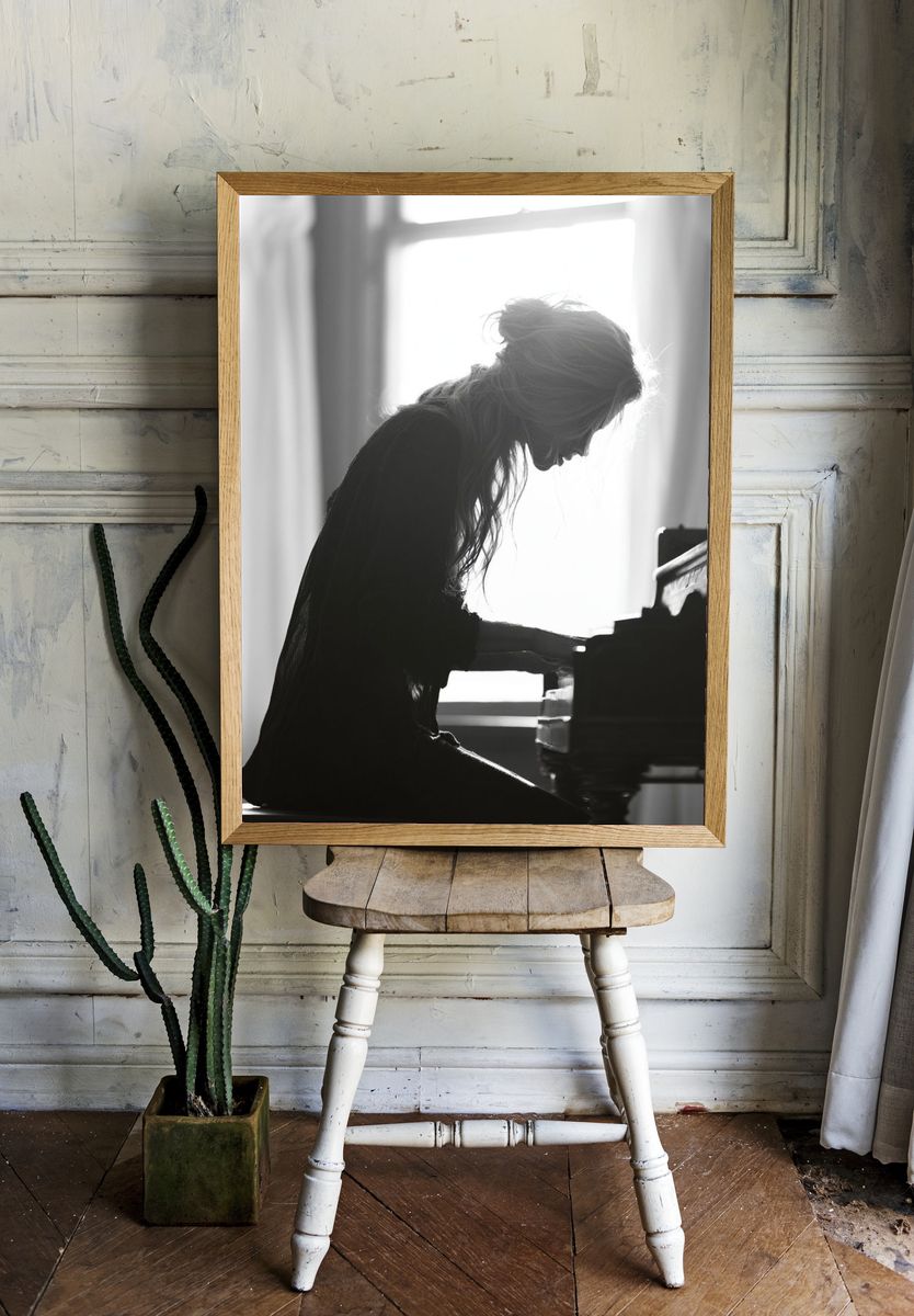 Piano Silhouette Photography Poster. — room view 1