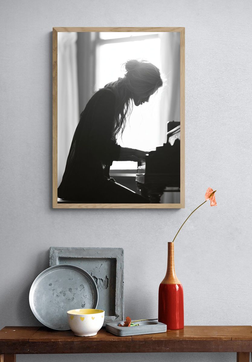 Piano Silhouette Photography Poster. — room view 3